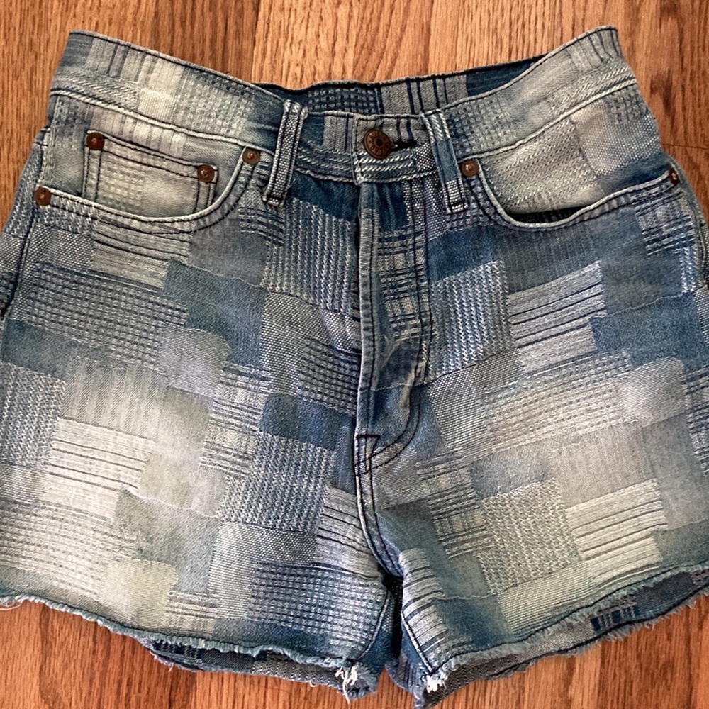 RARE Madewell Rivet & Thread Patchwork Jean Shorts - Picture 2 of 6